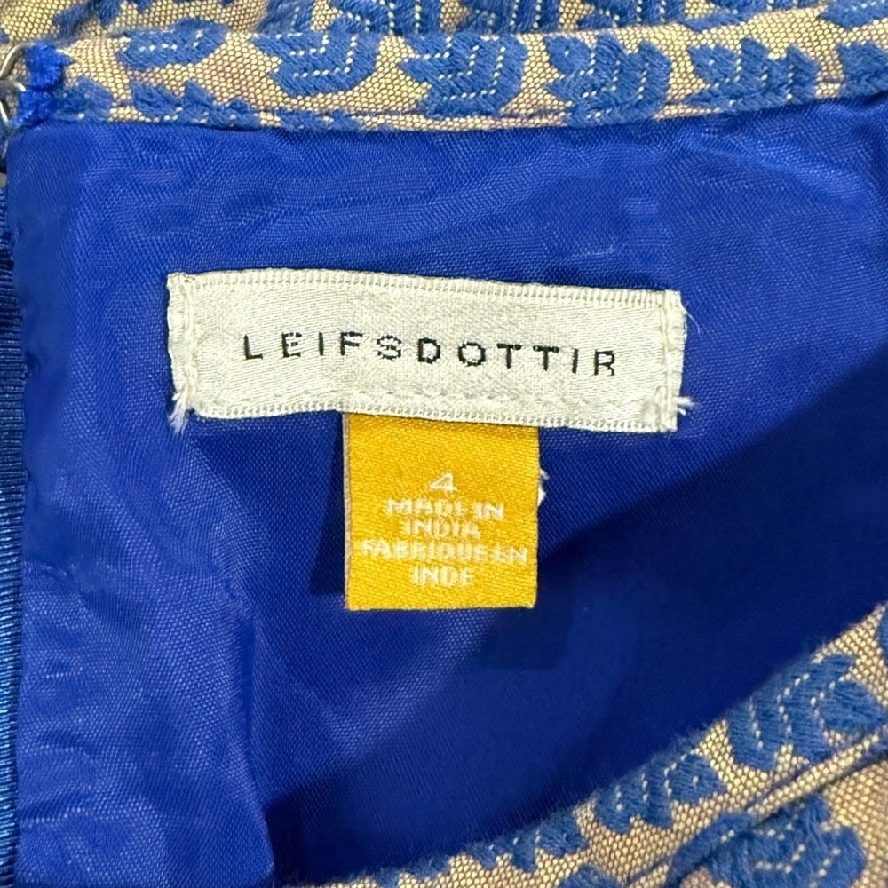 Anthropologie Leifsdottir Cateline Blue Jacquard Beaded Skirt Size 4 W426 - Picture 2 of 11